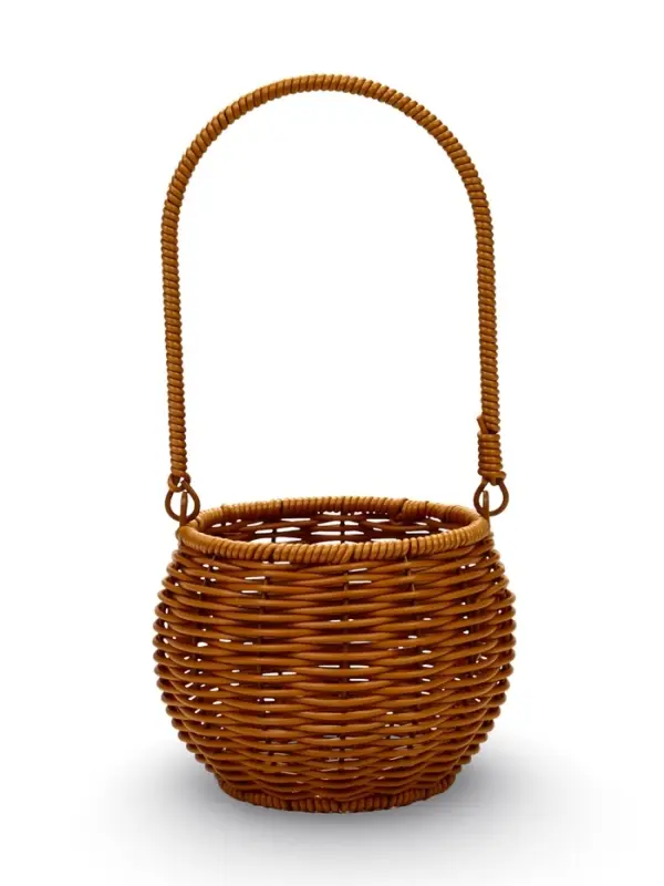 Корзина пластик 14 х 14 х 12 см, ручка17 см металл каркас коричневый