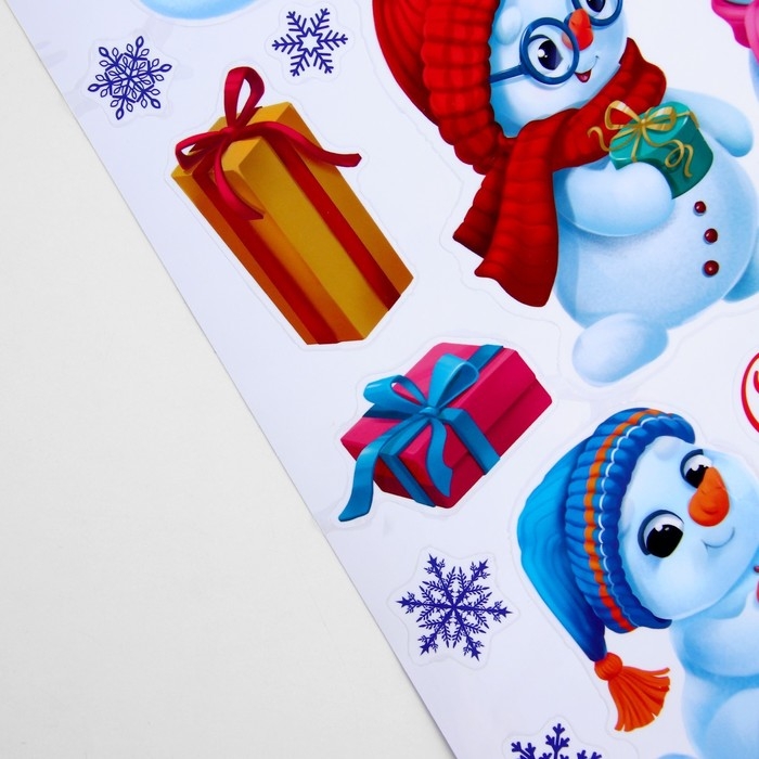 Наклейки новогодние, интерьерные  &laquo;Снеговички&raquo;, 29.7 х 42 см, Новый год