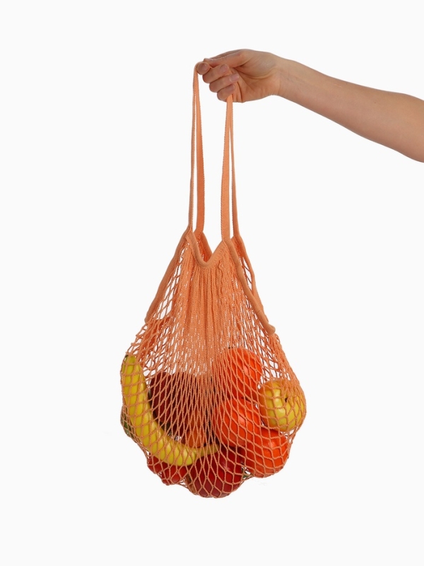 Авоська, 41 х 27 см, ручка 17 см, клетка 1.5 см, оранжевая