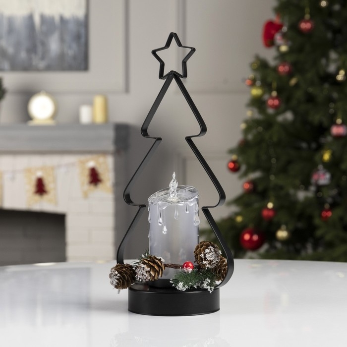 Светодиодная фигура «Свечка в ёлке» 15 × 32 × 11 см, металл, батарейки ААх3 (не в комплекте), свечение тёплое белое Светодиодная фигура «Свечка в ёлке» 15 × 32 × 11 см, металл, батарейки ААх3 (не в комплекте), свечение тёплое белое