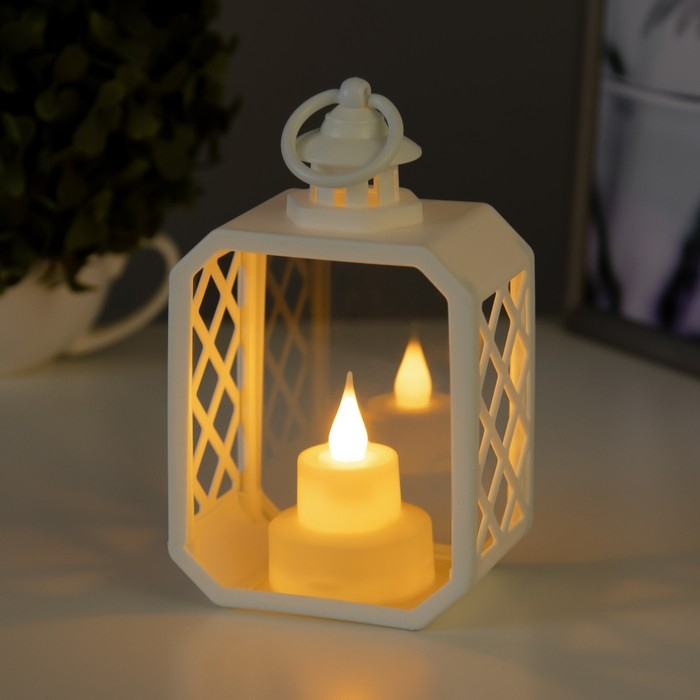 Ночник Ночник "Фонарь малый" LED от батареек 3хLR44 белый 9,5х6,5х15,5 см