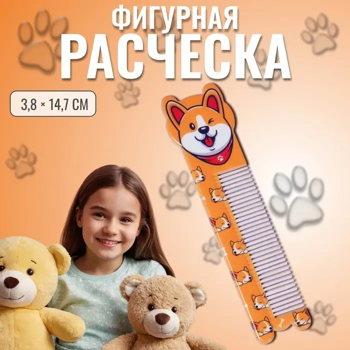 Расчёска фигурная &laquo;Корги&raquo;, 14.7&times;3.8 (&plusmn;1) см