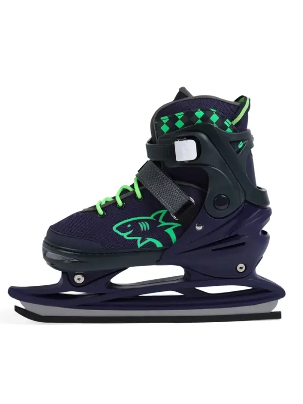 Коньки детские раздвижные BlackAqua, р. 31-34, для фитнеса, синие, зелёные