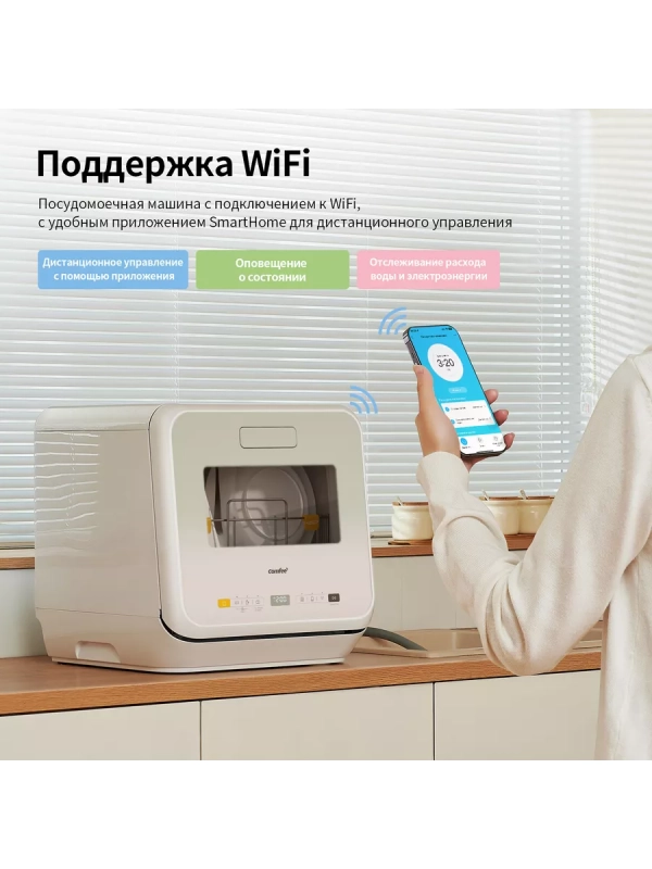 Компактная настольная посудомоечная машина CDWC421GR-i Wi-Fi