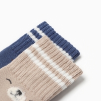 Набор махровых носков Крошка Я Basic Line, 2 пары, 0-6 мес., бежевый/синий Набор махровых носков Крошка Я Basic Line, 2 пары, 0-6 мес., бежевый/синий