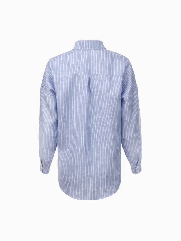 Рубашка женская MINAKU oversize в полоску, белая/голубая, размер 48