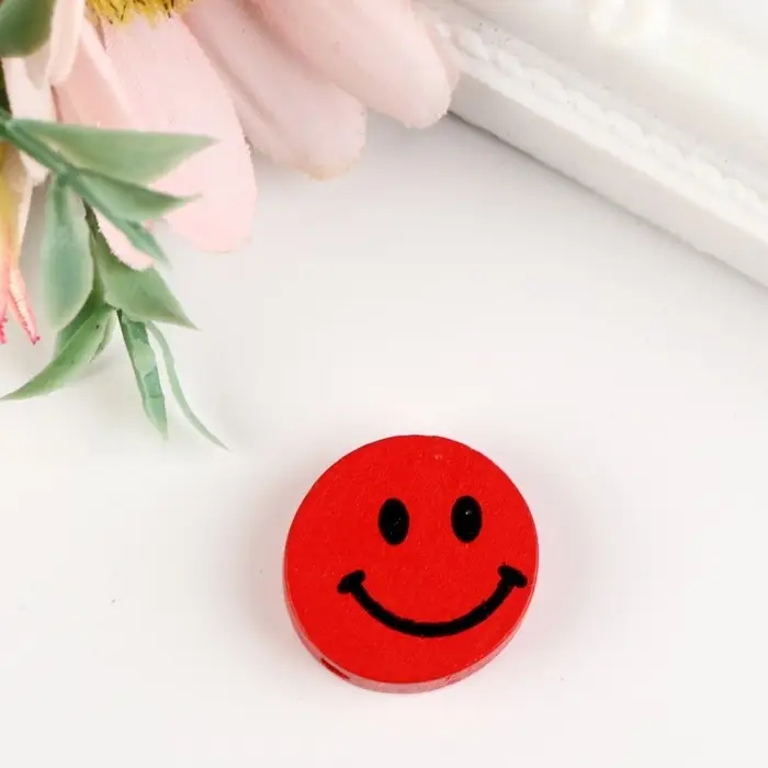 Набор бусин для творчества дерево "Смайлики цветные" набор 15 гр 0,6х1,7х1,7 см