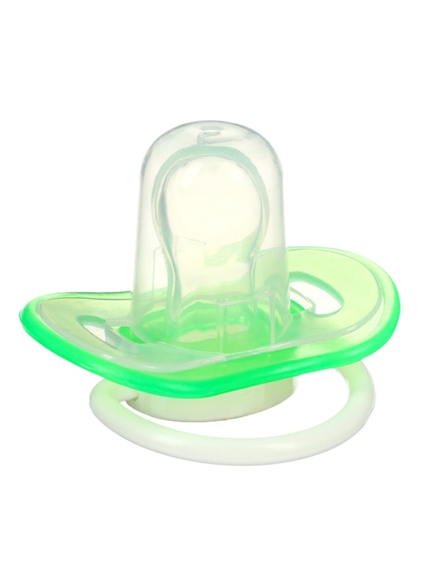 Пустышка ортодонтическая, с колпачком, от 3 мес., цвет голубой/зеленый