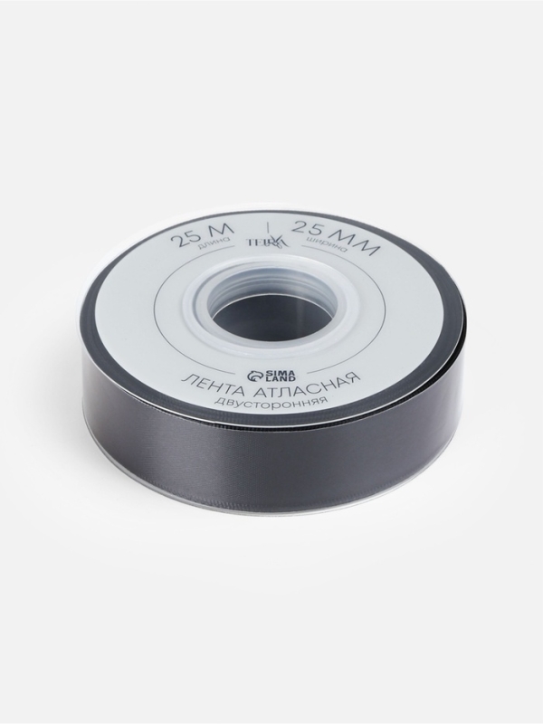 Лента атласная двухсторонняя №0030 25мм*25&plusmn;1м чёрный TR