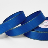 Лента репсовая 25мм*25&plusmn;1ярд(23м&plusmn;1м) золотые нити №040 синий АУ