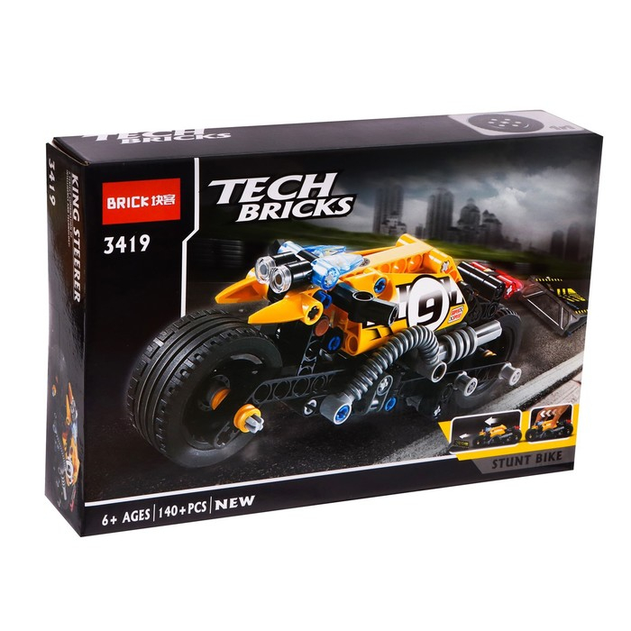 Конструктор с инерционным механизмом &laquo;Трюковый мотоцикл&raquo;, 140 деталей