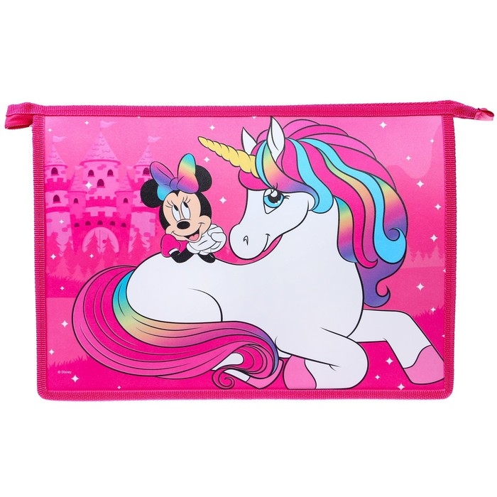 Папка пластиковая А4, на молнии, Минни Маус и единорог Папка пластиковая А4, на молнии, Минни Маус и единорог