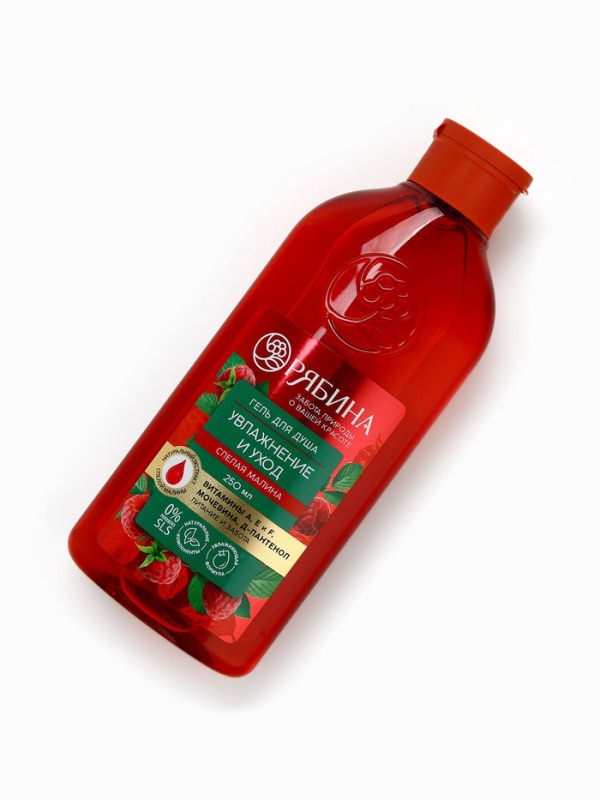 Шампунь для волос, питающий уход, аромат малины, 250 мл, Рябина