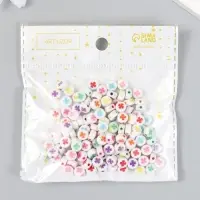 Бусины для творчества пластик "Яркий клевер на белом" набор 20 гр 0,7х0,7 см
