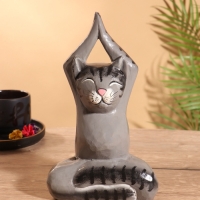 Сувенир интерьерный "Кот-йог" дерево 25 см