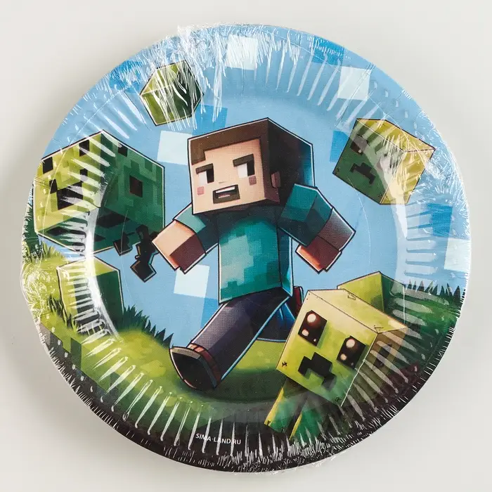 Тарелка одноразовая бумажная &laquo;Пиксели&raquo;, 18 см