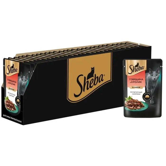 Влажный корм Sheba для кошек, говядина/кролик, пауч, 75 г