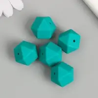 Бусина силикон "Многогранник" морская лагуна d=1,7 см