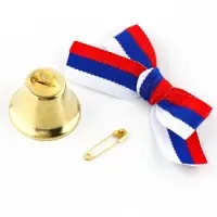 Колокольчик на булавке с бантом на выпускной, триколор, d = 2,6 см