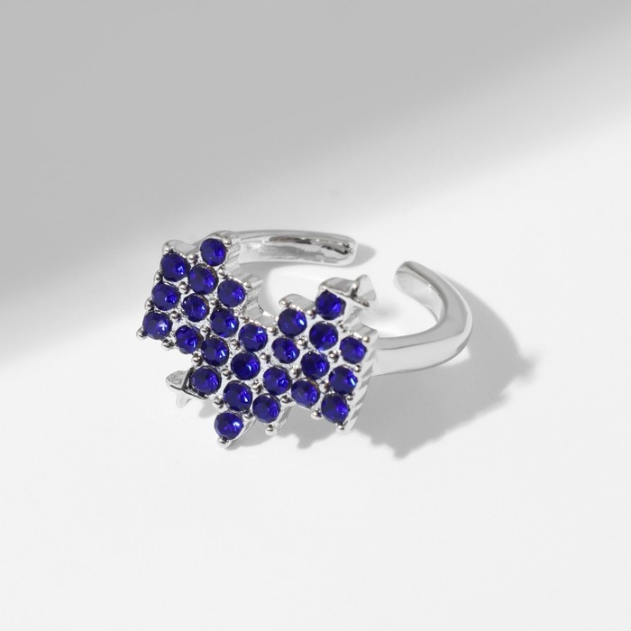 Кольцо «Сердце» пиксели, цвет синий в серебре, безразмерное Кольцо «Сердце» пиксели, цвет синий в серебре, безразмерное