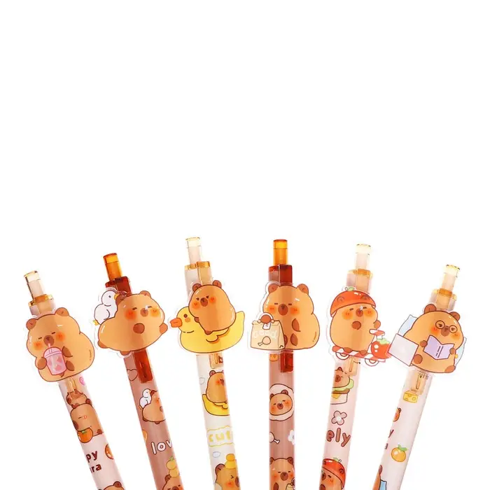 Ручка гелевая-прикол, автоматическая, синий стержень, Капибара МИКС