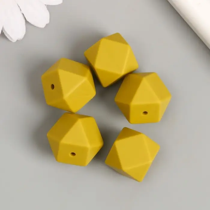 Бусина силикон "Многогранник" оливковая d=1,7 см