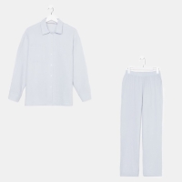 Пижама женская (рубашка и брюки) KAFTAN "Basic" размер 44-46, цвет серо-голубой Пижама женская (рубашка и брюки) KAFTAN "Basic" размер 44-46, цвет серо-голубой