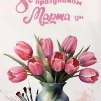 Пакет подарочный крафт, &laquo;С 8 Марта!&raquo; 18&times;8&times;25 см