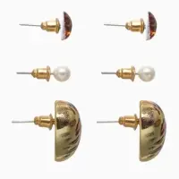 Набор серьги "Леопард" сердце крупное, цветной в золоте