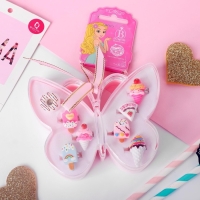 Набор детских колец &laquo;Бабочка&raquo; сладости, форма МИКС, цветные