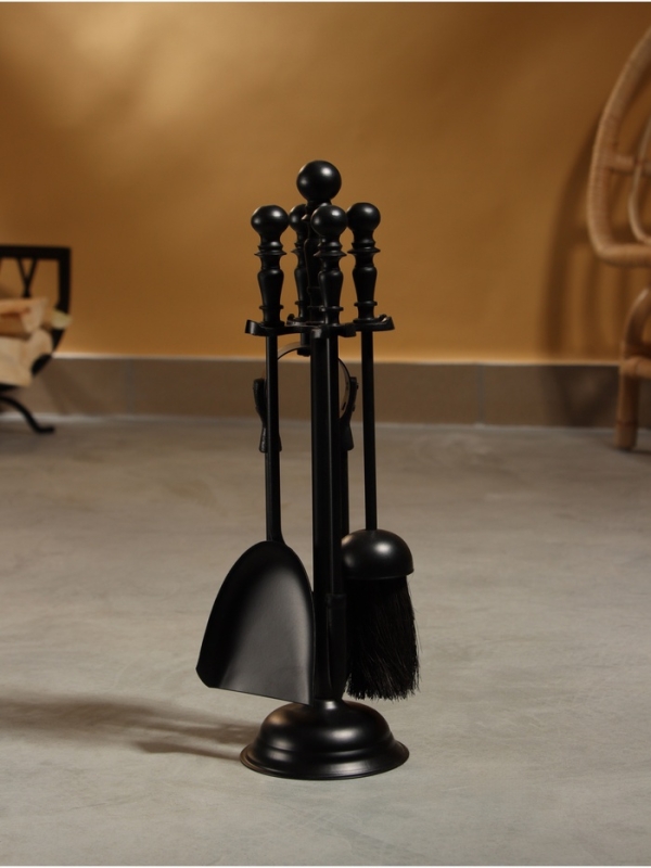 Каминный набор "Искры" сталь, 4 предмета, 11х11х40 см