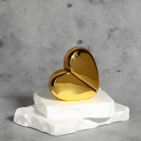 Флакон для парфюма &laquo;Сердце&raquo;, стеклянный, с распылителем, 25 мл, цвет золотистый