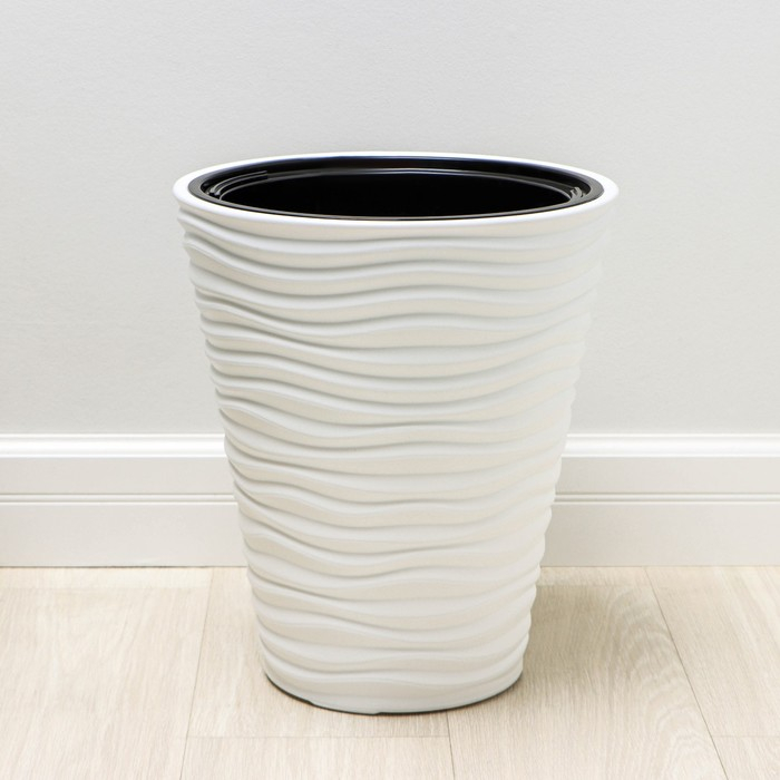 Кашпо для цветов со вставкой &laquo;Дюна&raquo;, 19,5 л, цвет белый