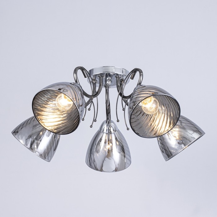 Люстра потолочная Белл 5х40Вт Е27 Хром, Черный хром 57x57x22 см