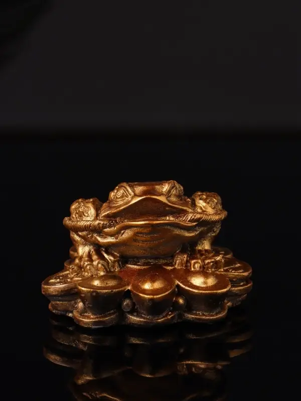 Фигура "Жаба на деньгах" 8х8х4см, бронза