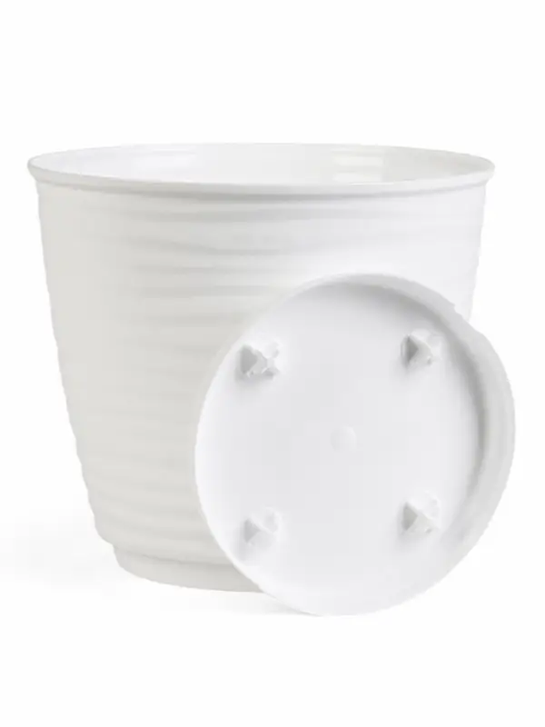 Горшок для цветов "Saffron" D-17,7 см, 2,6 л с поддоном, белый