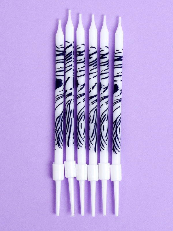 Свечи для торта Свечи для торта "Волнистые линии", 6 шт, белый с фиолетовым