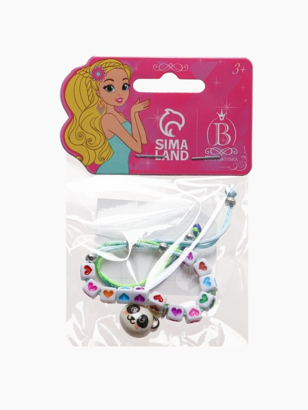 Браслет детский Браслет детский "Выбражулька" на затяжке, панда с бусинами, цветной