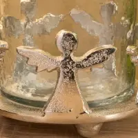 Подсвечник со стеклом "Ангелочки" алюминий 11х11х11 см