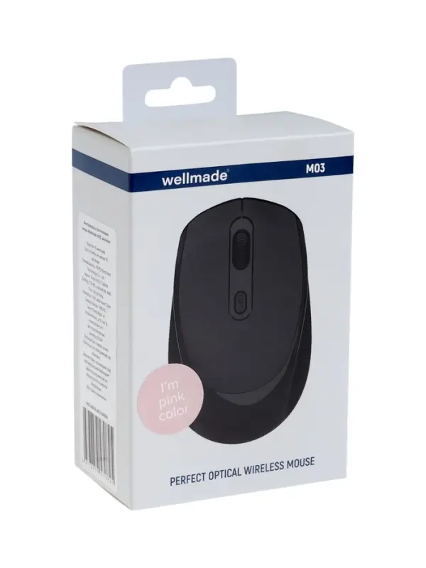 Мышь WELLMADE M03, беспроводная, оптическая, 1200 dpi, розовая
