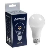 Лампа светодиодная Включай, А65, 20 Вт, E27, 1900 Лм, 3000K, IP20, свечение тёплое белое, матовое ст
