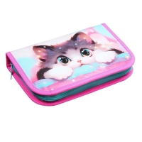 Пенал 1 секция, 130 х 210 х 40 мм, 2 откидные планки, тканевый, Calligrata TOP, Content "Котик корея" Пенал 1 секция, 130 х 210 х 40 мм, 2 откидные планки, тканевый, Calligrata TOP, Content "Котик корея"