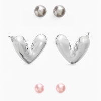 Набор серьги 3 пары &laquo;Буквы&raquo; любовь, цвет розовый в серебре