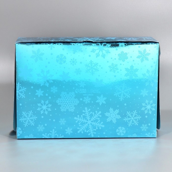 Коробка складная на 6 капкейков с окном &laquo;Снежинки&raquo;, 25 х 17 х 10 см, Новый год