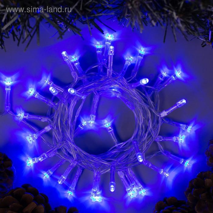 Гирлянда &laquo;Нить&raquo; 4 м, IP20, прозрачная нить, 40 LED, 2 режима, батарейки AAх3 (нет в комплекте), свечение синее