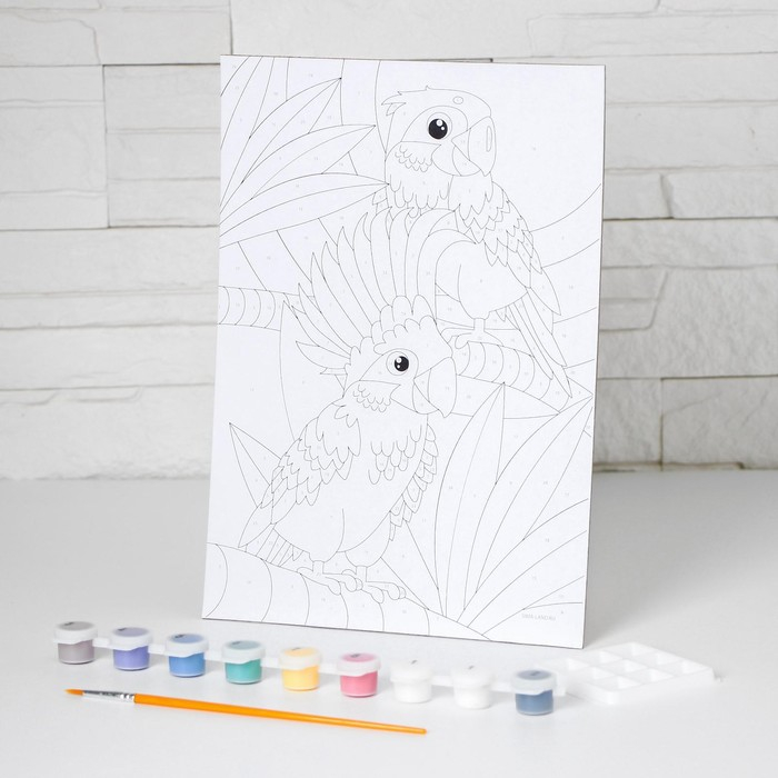 Картина по номерам для детей &laquo;Попугаи&raquo;, 20 х 28,5 см