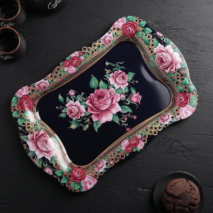 Поднос из нержавеющей стали &laquo;Бахмал&raquo;, 38&times;24,7 см, рисунок МИКС