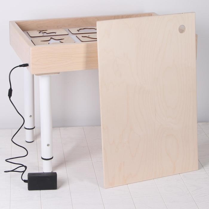 Стол для рисования песком с цветной подсветкой, 40 &times; 60 см и крышкой + гребень и трафарет