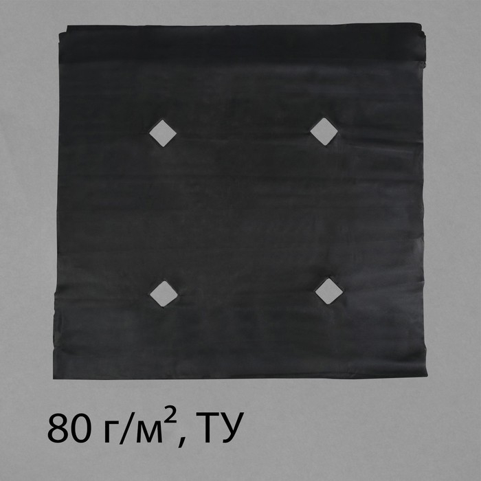 Материал мульчирующий, с перфорацией, 10 &times; 1,6 м, плотность 80 г/м&sup2;, спанбонд с УФ-стабилизатором, чёрный, Greengo, Эконом 30%