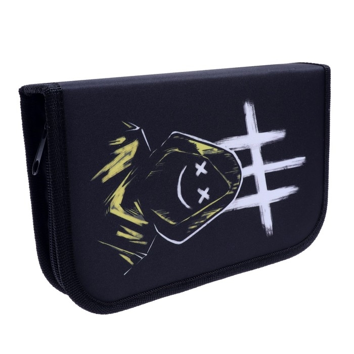 Пенал 1 секция, 130 х 210 х 40 мм, 2 откидные планки, тканевый, Calligrata TOP, Content "Маска"